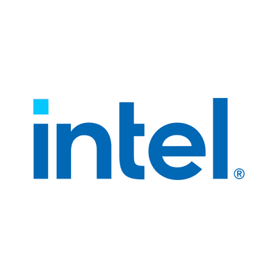 Intel logo on white background